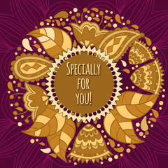 greeting vector card on decorated background flower . pattern, brochure, gift certificate, party invitation, congratulation
