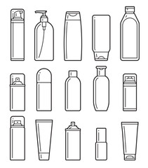 Fototapeta premium Cosmetic bottles. Flat icons