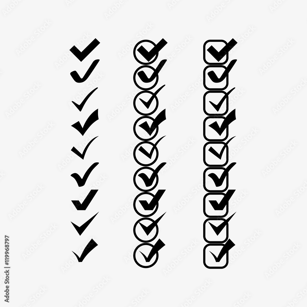 Poster checkmark icons vector set