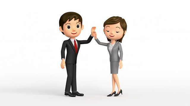 3D animation - Animation in which two businessmen are doing the high five.