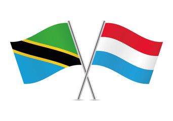 Tanzania and Luxembourg flags. Vector illustration.
