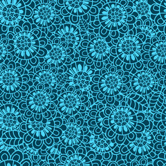 Seamless pattern with doodles elements for design. multicolored flowers, leaves