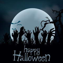 Halloween Background. Zombie hands rising out from the ground, v