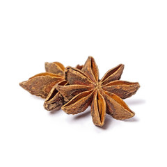 anise stars on a white background