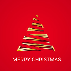 Abstract christmas tree on red background