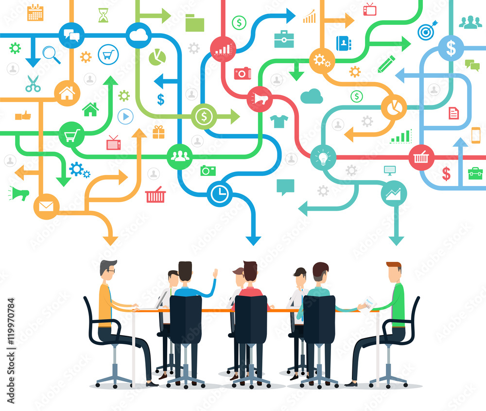 Poster group business team working meeting and brainstorming concept