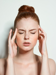 Obraz premium Emotional beauty portraits red-haired girl.