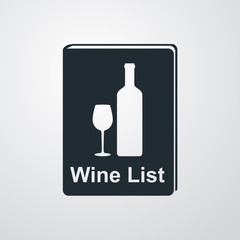 Icono plano Wine List en libro vertical sobre fondo degradado