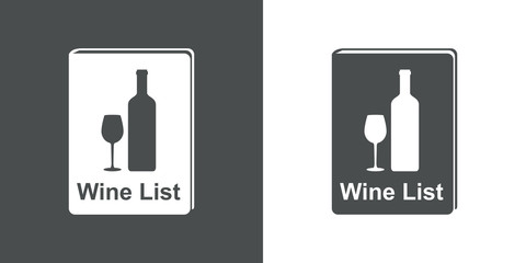 Icono plano Wine List en libro vertical gris