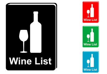 Icono plano Wine List en libro vertical varios colores