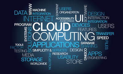 Cloud computing applications web services text word tag 