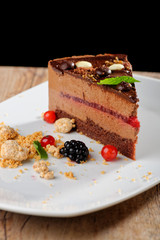 Fine dining, French chocolate gourmet cake