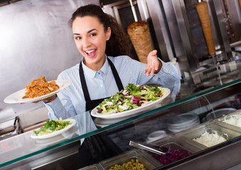 Naklejka premium Female with traditional kebab