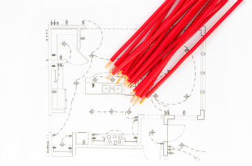 Wire red on a white background