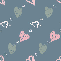 Doodle seamless pattern with hearts