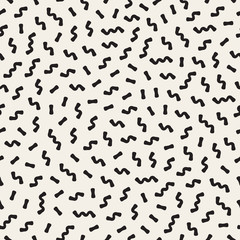 Vector Seamless Black and White Memphis ZigZag Lines Jumble Pattern