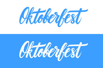 Oktoberfest handwritten inscription. Hand drawn lettering of festival. Calligraphic element for your design. Vector illustration.