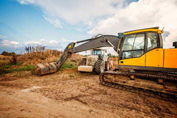 Obraz premium baufahrzeuge auf der baustelle