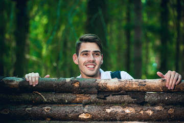 Fototapeta premium The guy looking over the fence