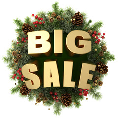 Big sale words with christmas wreath