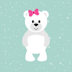 Obraz na płótnie Canvas cartoon winter bear with bow
