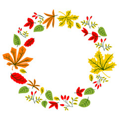  Fall season wreath with colorful leaves