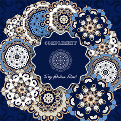 Design greeting card and invitation. multicolored elements of the mandala, tribal texture