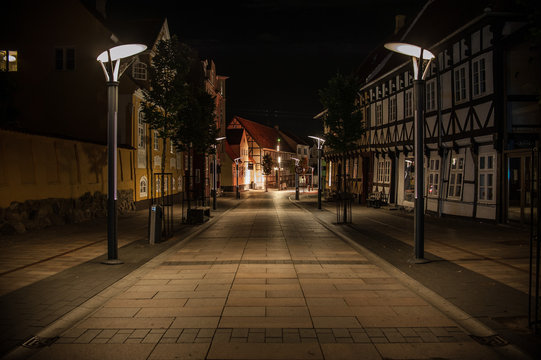 Kalundborg walking street at night