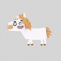3d illustration , white pony