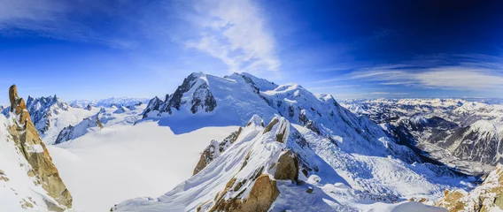 Washable wall murals Mont Blanc Mont Blanc and Chamonix, view from Aiguille du Midi