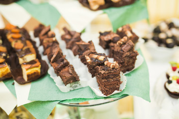 Delicious wedding reception candy bar dessert table