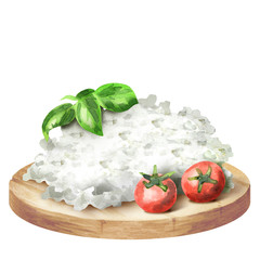 Cottage cheese on a platter