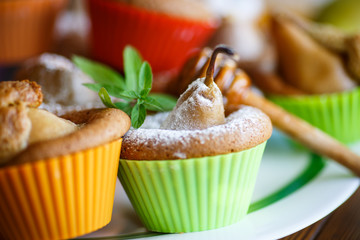 sweet muffins with pears