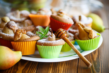 sweet muffins with pears