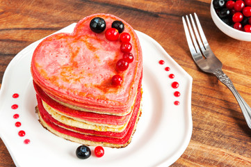 Festive dish-Valentines day homemade pink colored heart shaped p