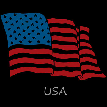 Flag of the USA on a black background