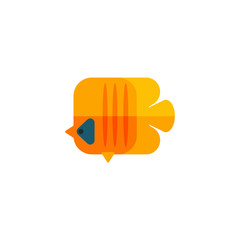 Yellow Angel Fish Primitive Style Childish Sticker