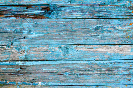 Blue old painted wood wall (texture or background)