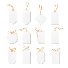 Tags and labels with bakers twine bows ribbons