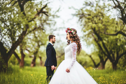 Wedding walk on nature