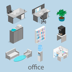 Obraz premium isometric abstract office floor interior departments concept vector.