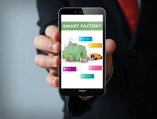 smart factory businessman smartphone