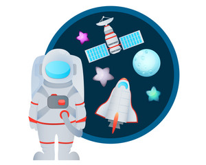 Astronaut and Space Set. Game design. Vector illustration