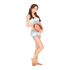Pregnant woman with a child in her womb.