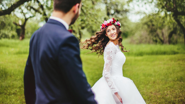 Wedding walk on nature