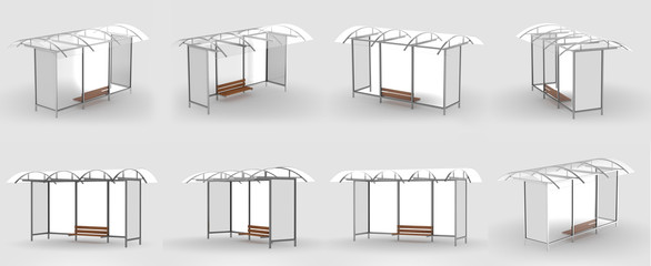 Bus stop isolated with shadow