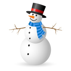 Snowman isolated on white background.