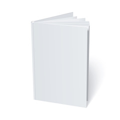 Blank book cover white isolated. Vector mock up illustration