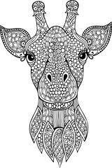 Naklejka premium Hand drawn doodle giraffe head illustration for coloring book