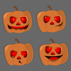 Set pumpkins for Halloween , different characters , vector